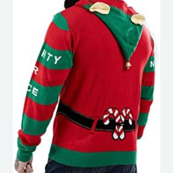 U Look Ugly Christmas Sweater Sz Medium Unisex Adult Hooded Santa’s Helper New - Picture 2 of 12